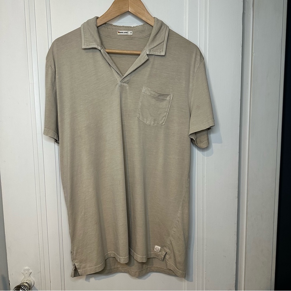 Marine Layer Men's Polo Shirt in Beige